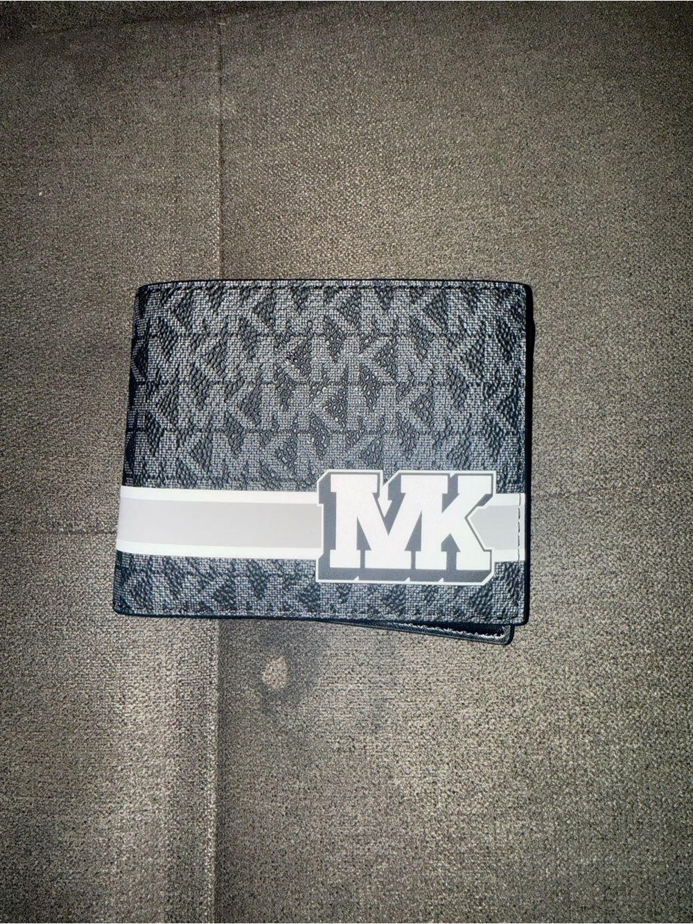 Michael Kors Black and Gray MK Logo Bi-Fold Card Holder Wallet